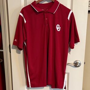 University of Oklahoma Antigua Red Polo Shirt with White Accents